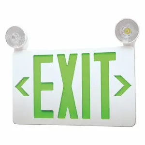 LUMAPRO 40CP87 Exit Sign With Emergency Lights, White, 1 Or 2 Faces, Green, Led, Ceiling/End/Wall | CR9RMC