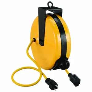 LUMAPRO 436G97 Extension Cord Reel, Grounding Plug, Nema 5-15P, Single Connector, Nema 5-15R, Yellow | CR9RNE