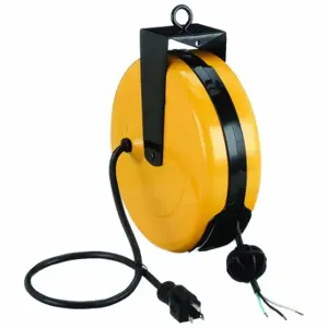 LUMAPRO 436H02 Extension Cord Reel, Grounding Plug, Nema 5-15P, Flying Lead, Flying Lead, Yellow, Black | CR9RND