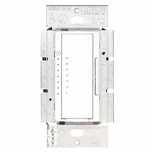 LUTRON MA-T51-WH Electronic Wall Switch Timer, Max. On/Off Cycles 1, White, 120 VAC | CD3KBD 4YPG3