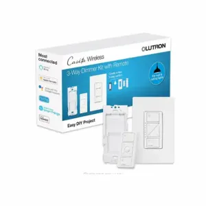 LUTRON P-DIM-3WAY-WH In-Wall 3-Way Smart Di mmer Switch Kit, Wireless RF, 3-Way | CR9TBU 784K19