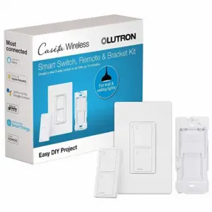 LUTRON P-PKG1WS-WH In-Wall 3-Way Smart Switch Kit, CFL/ELV/Halogen/Incandescent/LED/MLV, Wireless RF | CR9TBV 784K22