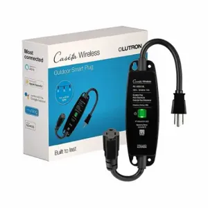 LUTRON PD-15OUT-BL Outdoor Smart Plug, Lutron Smart Bridge or Smart Bridge PRO, Black | CR9TFT 784K24