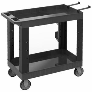 LUXOR EC11-NDUST-B Tuffy Utility Cart, w/Shelves, 600 lb Load Capacity, 32 Inch x 18 Inch, Black, 2 Shelves | CR9THN 783T05