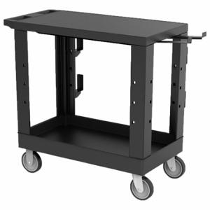 LUXOR EC21-NDUST-B Tuffy Utility Cart, w/Shelves, 600 lb Load Capacity, 32 Inch x 18 Inch, Black, 2 Shelves | CR9THP 783T06