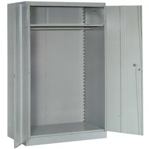 LYON DD1032 Wardrobe Cabinet, 1 Shelf, Unassembled, Size 48 x 24 x 78 Inch, Steel, Gray | CE8ADB