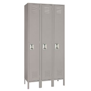 LYON DD50323SU Wardrobe Locker, Assembled, 3 Opening, Size 12 x 15 x 72 Inch, Steel, Gray | CE8ACE