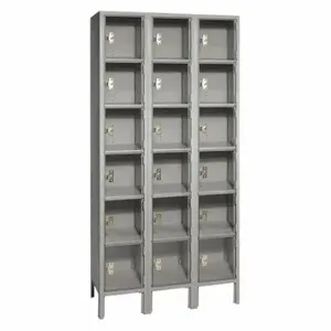 LYON DD53323PCSU Box Locker, 36 Inch x 12 Inch x 78 in, 6 Tiers, 3 Units Wide, Clearview, Padlock Hasp | CR9XZU 55XM97