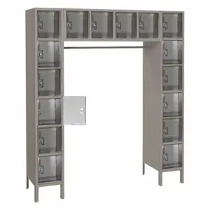 LYON DD5990PC Box Locker, 69 Inch x 18 Inch x 78 in, 6 Tiers, 4 Units Wide, Clearview, Padlock Hasp | CR9YAJ 55XN21