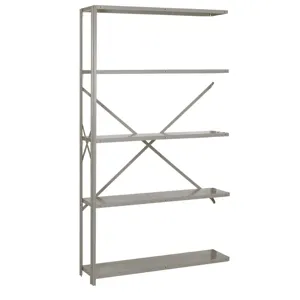 LYON DD8341X Add On Shelving, Open, 5 Shelf, Capacity 700 Lbs, 48 x 18 x 84 Inch, Steel, Gray | CE7ZZY