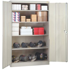 LYON PP1031 Storage Cabinet, 4 Shelf, Unassembled, Size 48 x 24 x 78 Inch, Steel, Putty | CE8ADG