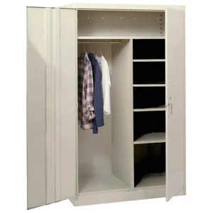 LYON PP1033 Combination Wardrobe Cabinet, Unassembled, Size 48 x 24 x 78 Inch, Steel, Putty | CE8ADJ