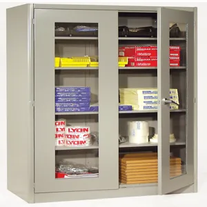 LYON PP1080V Visible Storage Cabinet, 4 Shelf, Assembled, Size 36 x 18 x 78 Inch, Putty | CE8ADM