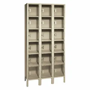 LYON PP53323PC Box Locker, 36 Inch x 12 Inch x 78 in, 6 Tiers, 3 Units Wide, Clearview, Padlock Hasp, Tan | CR9XZW 55XN26