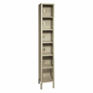 LYON PP5332PC Box Locker, 12 Inch x 12 Inch x 78 in, 6 Tiers, 1 Units Wide, Clearview, Padlock Hasp, Tan | CR9YAL 55XN25