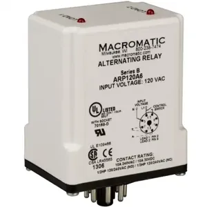 MACROMATIC ARP012A2 Alternating Relay DPDT, 12V AC/DC, 10A | CD6XLF