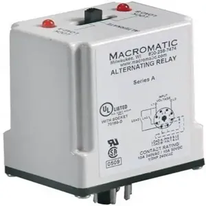 MACROMATIC ARP012A5R Alternating Relay DPDT Cross-Wired, 12V AC/DC, 10A | CD6XLL