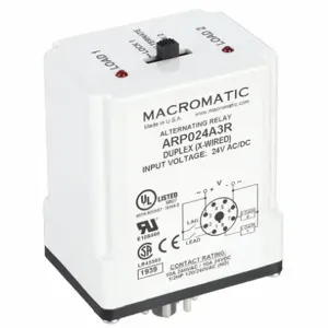 MACROMATIC ARP024A3R Alternating Relay DPDT, 24V AC/DC, 10A, 8 Pin | AE9VBW 6MPN8