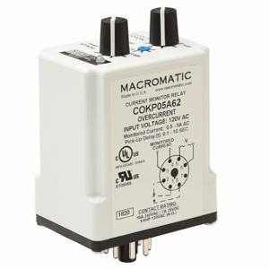 MACROMATIC COKP05A62-G Monitor Relay, Socket Mounted, 10 A Current Rating, 120V AC, Overcurrent, Pin | CR9ZKP 803F26