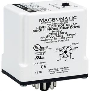 MACROMATIC LCP1A250F1 Level Control Relay, 2VA, Indicator Style LED, -40 to 85 Deg C | CD6FJP