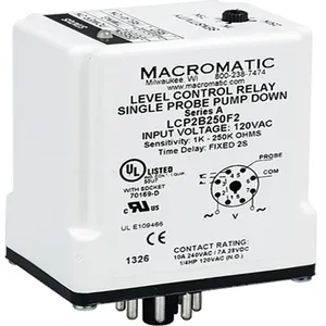 MACROMATIC LCP2A250F10 Level Control Relay, 2VA, Indicator Style LED, -40 to 85 Deg C | CD6FMB