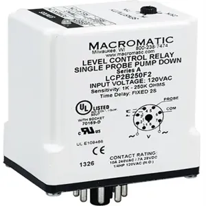 MACROMATIC LCP8B100F1 Level Control Relay, 2VA, Indicator Style LED, -40 to 85 Deg C | CD6FPF