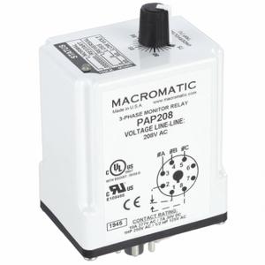 MACROMATIC PAP208 3-Phase Line Monitor, SPDT, 208VAC, 8 Pin | AE7BKE 5WMJ4