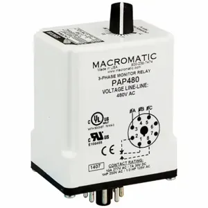 MACROMATIC PAP480 3-Phase Line Monitor SPDT, 8 Pin, 480VAC | AE7BKG 5WMJ6