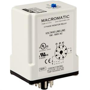 MACROMATIC PJPU-FA8X Voltage Sensing Relay, 190-500VAC, 5A SPDT/SPNO | CD6XMX