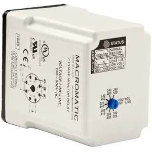 MACROMATIC PMPU-FA12X Voltage Sensing Relay, 190-500VAC, 5A | CD6XNE