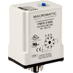 MACROMATIC PMPU-FA8X Voltage Sensing Relay, 190-500VAC, 5A SPDT/SPNO | CD6XNF