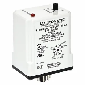 MACROMATIC SFP120A100 Pump Seal Failure Relay, 3VA, Indicator Style LED, -40 to 85 Deg C | AE7BKH 5WMJ7