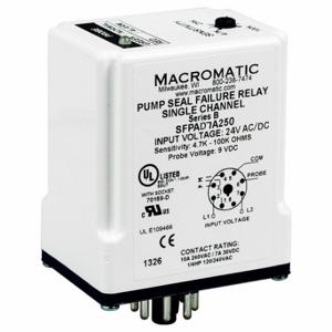 MACROMATIC SFPAD7A250-G Seal Leak Relay, Socket Mounted, 10 A Current Rating, 24V AC/Dc, Single Channel Channels | CR9ZKZ 803F20