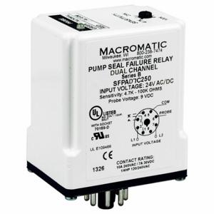 MACROMATIC SFPAD7C250-G Seal Leak Relay, Socket Mounted, 5 A Current Rating, 24V AC/Dc, Single Channel Channels | CR9ZLA 803F21