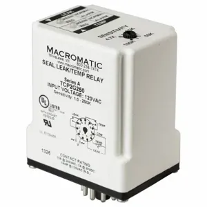 MACROMATIC TCP2G250-G Seal/Temp Relay, Socket Mounted, 7 A Current Rating, 120V AC, Single Channel Channels | CR9ZLB 803F23