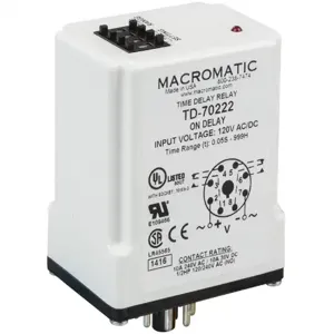 MACROMATIC TD-70221 Time Delay Relay, 240VAC, 10A | CD4YKD