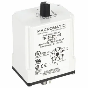 MACROMATIC TR-50221-05 Time Relay, On Delay, 0.1 Sec, 240VAC | AG3UEC 33VA95