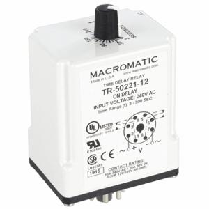 MACROMATIC TR-50221-12 Time Relay, On Delay, 3 Sec, 240VAC | AG3UEF 33VA98