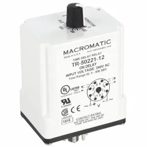 MACROMATIC TR-50221-12 Time Relay, On Delay, 3 Sec, 240VAC | AG3UEF 33VA98