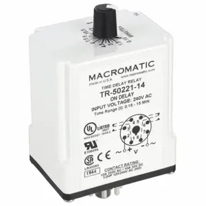 MACROMATIC TR-50221-14 Time Relay On Delay 9 Sec. 240vac | AG3UEG 33VA99