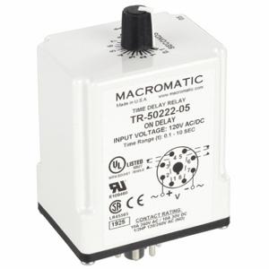 MACROMATIC TR-50222-05 Timer Relay, 10 Sec, 8 Pin, 10A, 120V AC/DC | AF7YRZ 23NU79