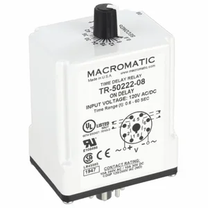 MACROMATIC TR-50222-08 Timer Relay, 60 Sec, 8 Pin, 10A, 120V AC/DC | AF7YTA 23NU81