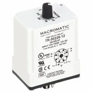 MACROMATIC TR-50226-12 Time Relay, On Delay, 3 Sec, 12 VDC | AG3UEM 33VC05