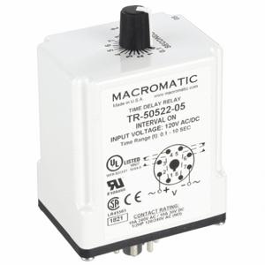 MACROMATIC TR-50522-05 Timer Relay, 10 Sec, 8 Pin, 10A, 120V AC/DC | AB7KJZ 23NU91