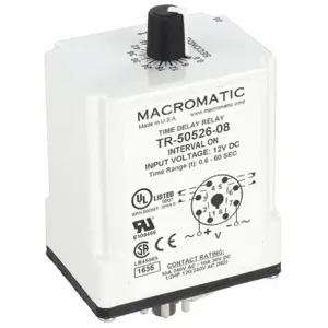 MACROMATIC TR-50526-08 Time Relay, Interval On, 0.6 Sec, 12 VDC | AG3UEV 33VC12