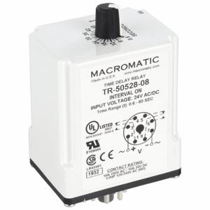 MACROMATIC TR-50528-08 Timer Relay, 60 Sec, 8 Pin, 10A, 24V AC/DC | AF7YTK 23NU97