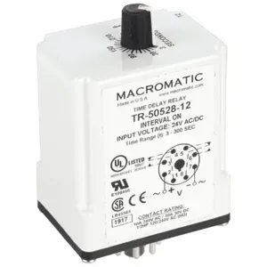 MACROMATIC TR-50528-12 Timer Relay, 5 Min., 8 Pin, 10A, 24V AC/DC | AF7YTM 23NU99