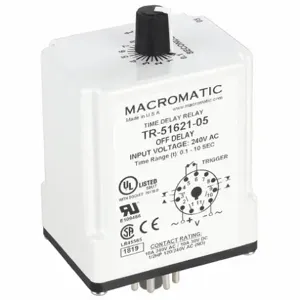 MACROMATIC TR-51621-05 Time Relay, Off Delay, 0.1 Sec, 240VAC | AG3UEY 33VC15