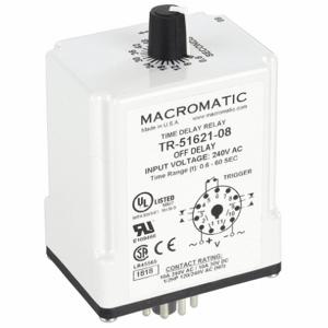 MACROMATIC TR-51621-08 Time Relay, Off Delay, 0.6 Sec, 240VAC | AG3UEZ 33VC16