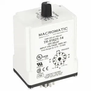 MACROMATIC TR-51621-14 Time Relay Off Delay 9 Sec. 240vac | AG3UFC 33VC19